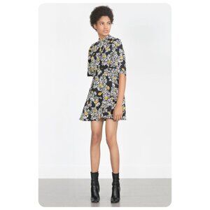 !! Zara Black Floral Short Sleeve Dress sz US S